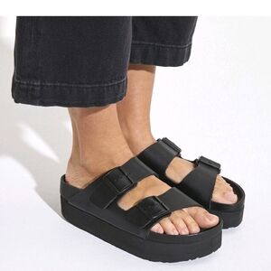 PAPILLIO BIRKENSTOCK Platform Leather Sandals ARIZONA EXQ black EU37 240 US6-6.5